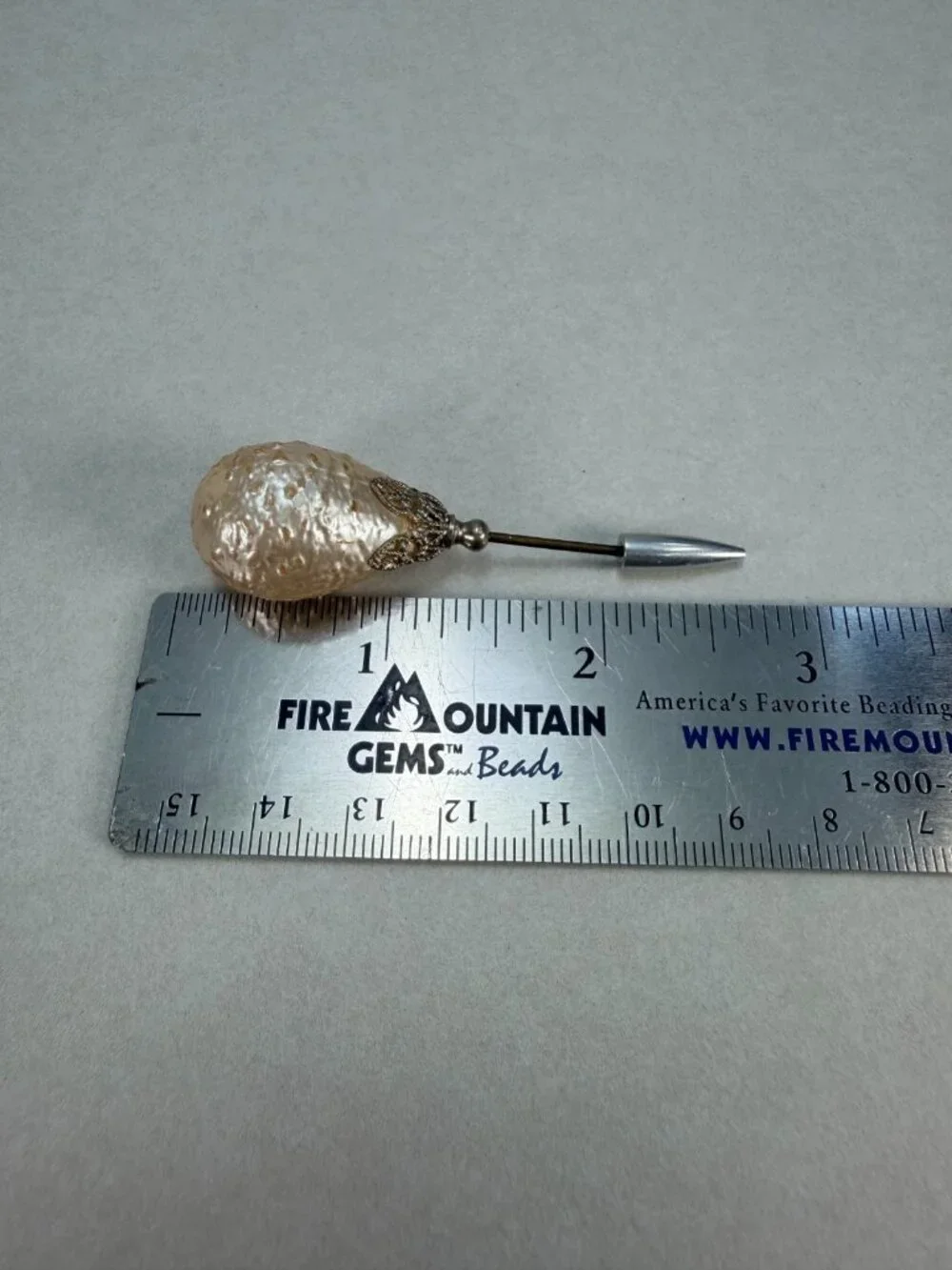 Vintage Baroque Pearl Stick Pin Large Freshwater Pearl Hat Lapel Cravat Pin